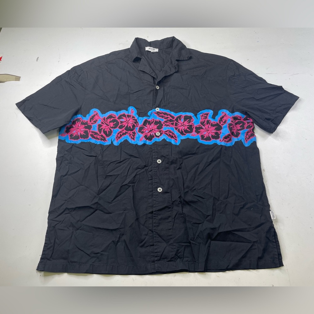 Moschino Mare Short sleeve camp shirt black floral tropical Hawaiian button down